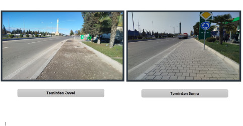 Piyadaların rahat və təhlükəsiz gediş-gəlişi üçün nəzərdə tutulan səki əsaslı təmir olunmuşdur
