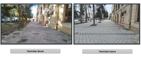 Şəhərin Heydər Əliyev prospektində səkilərin əsaslı təmiri davam etdirilir