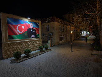 Yevlax şəhərinin gecə görüntüsü