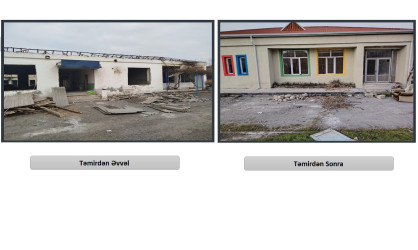 Yevlax şəhər 5 saylı körpələr evi-uşaq bağçasında əsaslı təmir işləri davam etdirilir
