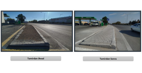 Piyadaların rahat və təhlükəsiz gediş-gəlişi üçün nəzərdə tutulan səki əsaslı təmir olunmuşdur