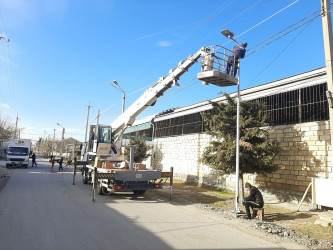 Dostluq küçəsində müasir işıqlandırma sistemi quraşdırılmışdır