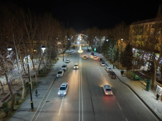 Yevlax şəhərinin gecə görüntüsü