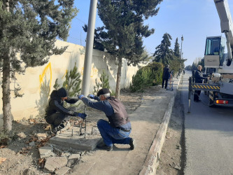 Yevlax şəhərinin işıqlandırma sisteminin yenidənqurulması işləri sürətlə davam etdirilir