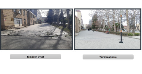 Heydər Əliyev prospektində səkilər əsaslı şəkildə təmir olunmuşdur