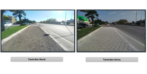 Piyadaların rahat və təhlükəsiz gediş-gəlişi üçün nəzərdə tutulan səki əsaslı təmir olunmuşdur