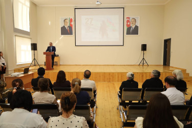 Yevlaxda 27 Sentyabr – Anım Günü münasibətilə “Zəfərin başlanğıcı” adlı tədbir keçirilib