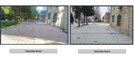 Şəhərin Heydər Əliyev prospektində səkilərin əsaslı təmiri davam etdirilir