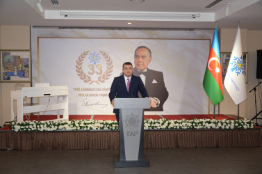 Yeni Azərbaycan Partiyası (YAP) Yevlax rayon təşkilatının yaradılmasının 33-cü illiyi münasibətilə tədbir keçirilib