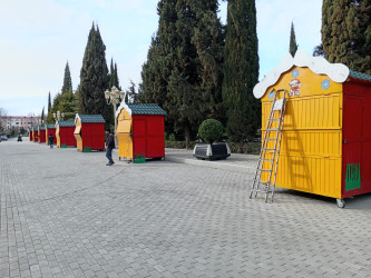 Yevlaxda Novruz bayramına hazırlıq işləri görülür